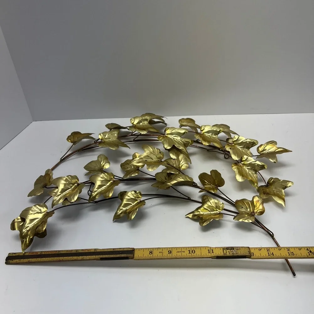 Vintage Brass Ivy Leaf Wall Art Set 2 Gold Mid Century Modern Botanical Decor‎